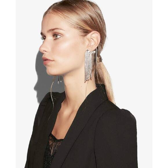 Express Black Puff Sleeve Jacket Boyfriend Blazer Size XS Open Front - Picture 7 of 11